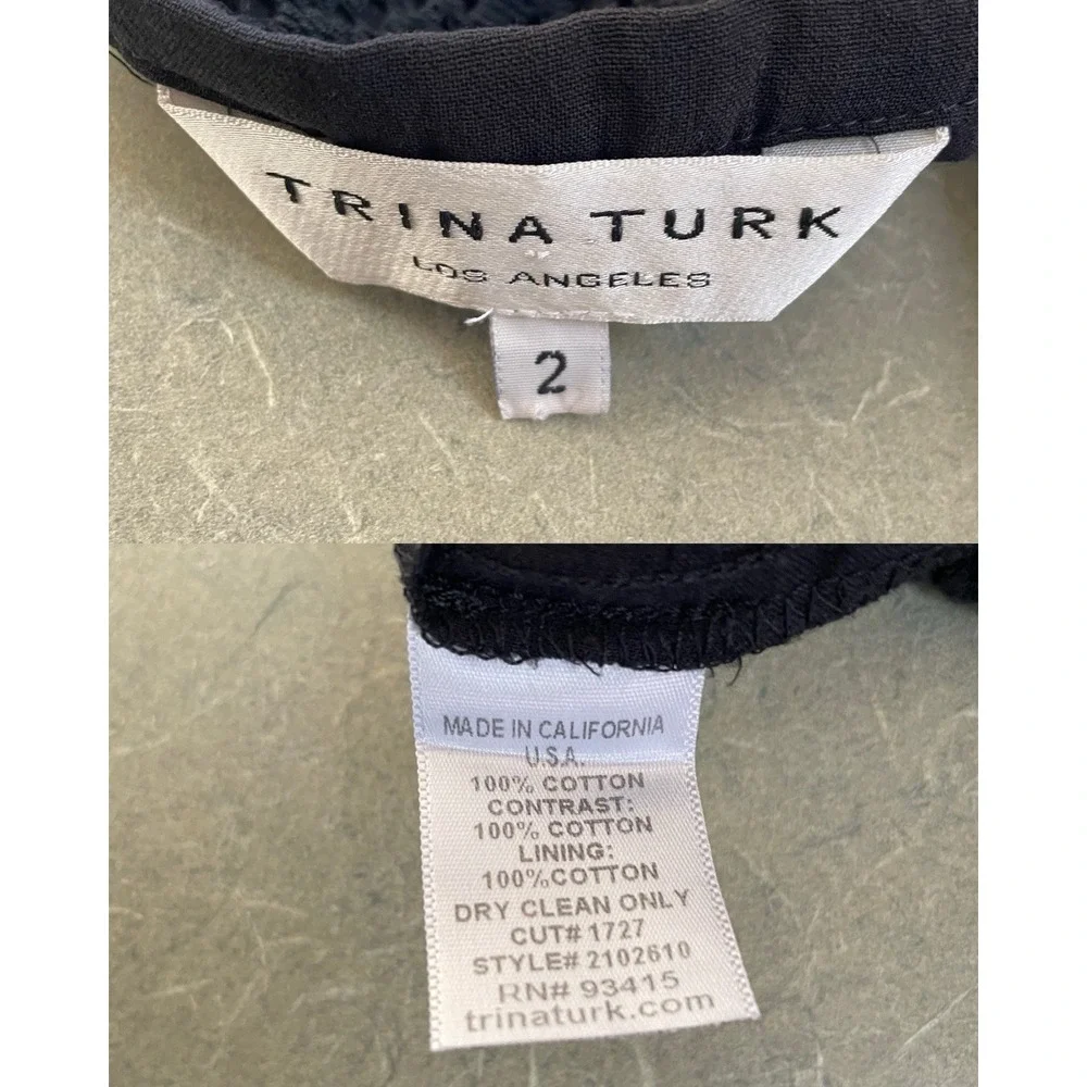 Trina Turk Black Crochet Lace Overlay Wide Leg Pant Beach Fairy Grunge Boho 2 - Picture 3 of 9